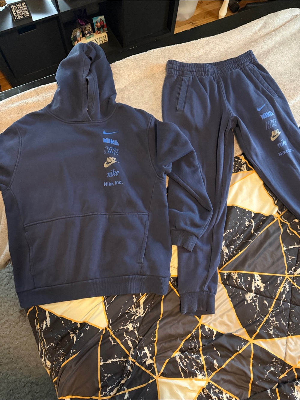 Nike Kids Navy Jogger & Hoodie Set with Logo Detail
